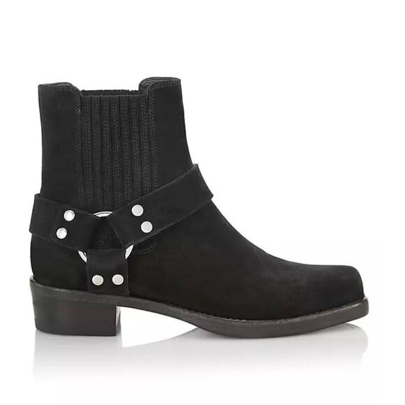 RE/DONE Black Suede Short Cavalry Harness Boots Size 41 Western 90s Grunge - Picture 1 of 9